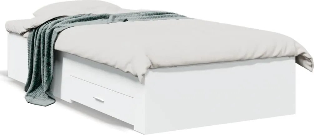 vidaXL Cadru de pat cu sertare, alb, 90x190 cm, lemn prelucrat
