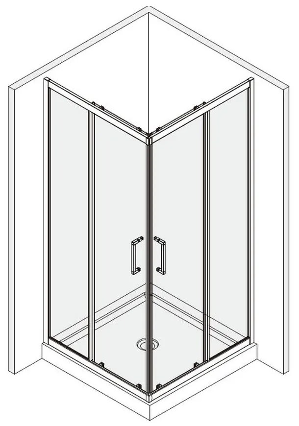 Cabina dus patrata crom 80x80 cm, Mediterraneo, Hector 800x800 mm