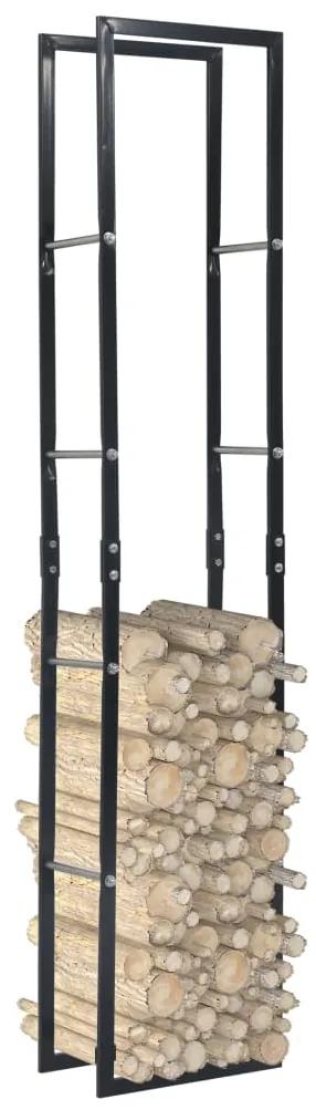 vidaXL Rastel pentru lemne de foc, negru, 40x25x200 cm, oțel