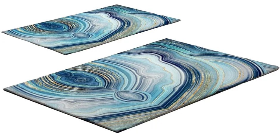 Covorașe de baie albastre 2 buc. 60x100 cm – Foutastic