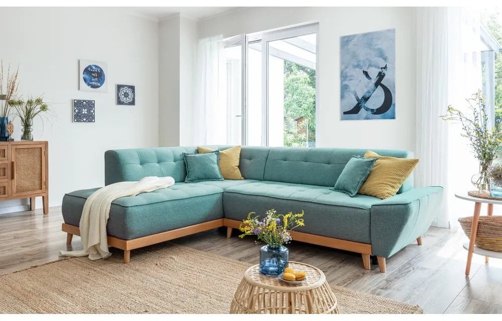 Colțar turcoaz extensibil (cu colț pe partea stângă ) Dazzling Daisy – Miuform