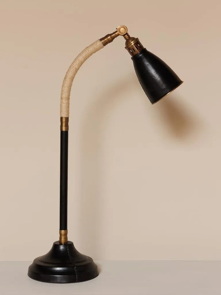 Lampa de masa, cu insertii din piele naturala, Aventura