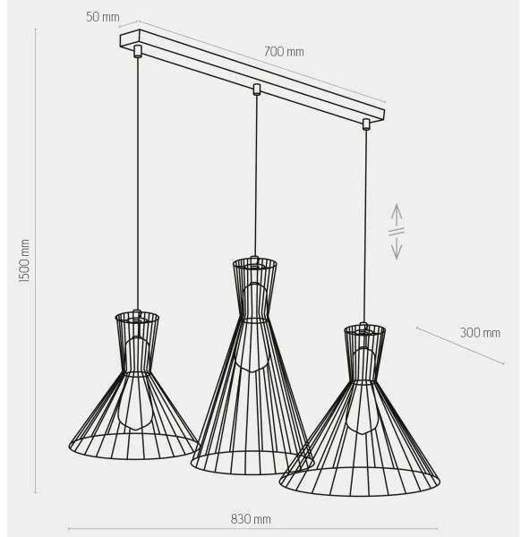 Lustră pe cablu SAHARA 3xE27/60W/230V