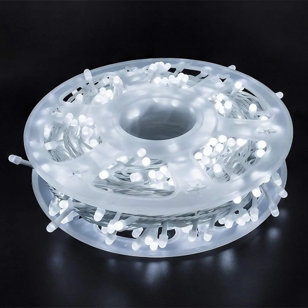 Instalatie de Craciun, rola bec V8, alb rece, 150 metri