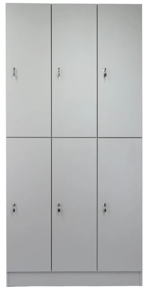 Dulap din lemn Visio LUX - 6 cutii, 90 x 45 x 185 cm, incuietoare cilindrica, gri