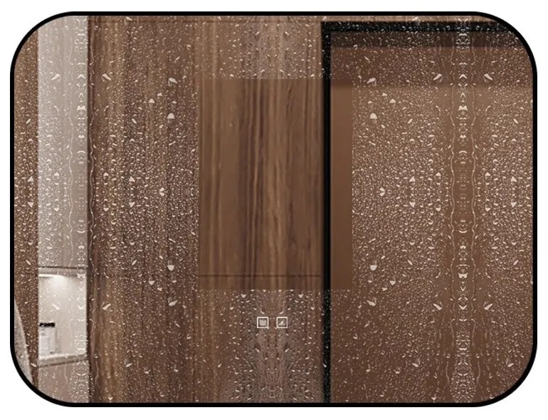 🪞 Oglindă LED cu Touch și Funcție Dezaburire – Ramă Negru, 80x60 cm, Model J187-8060 Smack