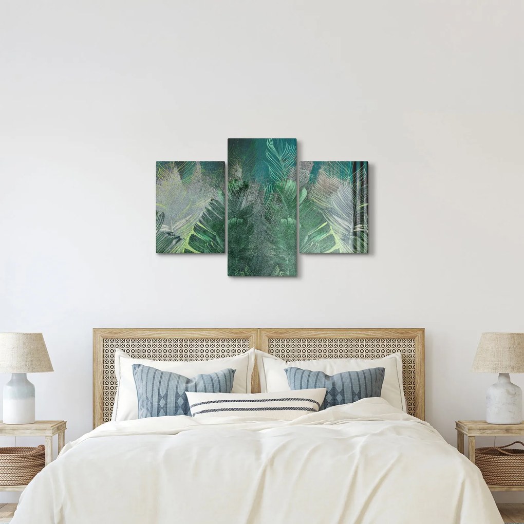 Tablou - Textura de beton cu frunze (90x60 cm)