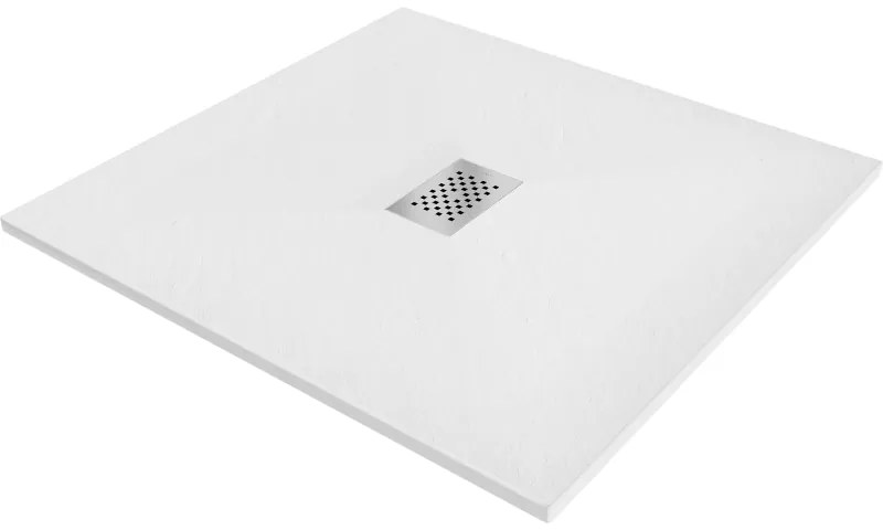 Mexen Hugo brodolură pătrată SMC 100 x 100 cm, alb, capac inox - 42101010-X