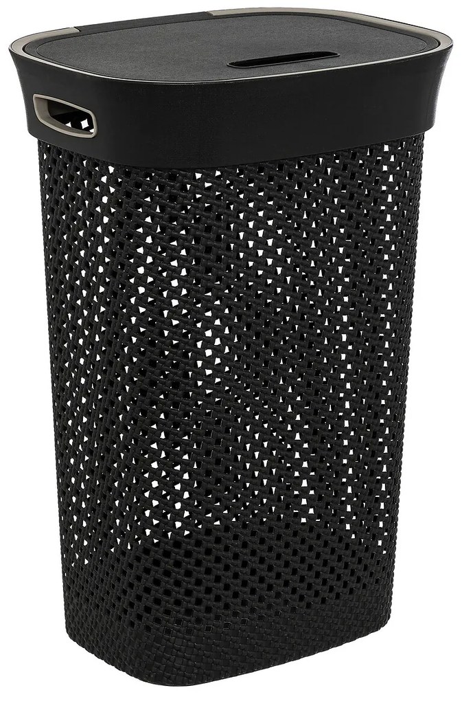 Coș de rufe cu capac gri Purl, 60L