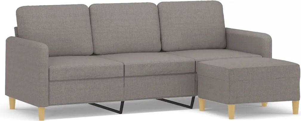 vidaXL Canapea cu 3 locuri și taburet, taupe, 180 cm, material textil