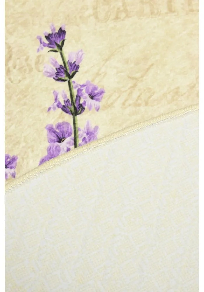 Covoraș de baie Foutastic Circle Vintage, ø 100 cm, motive florale, violet