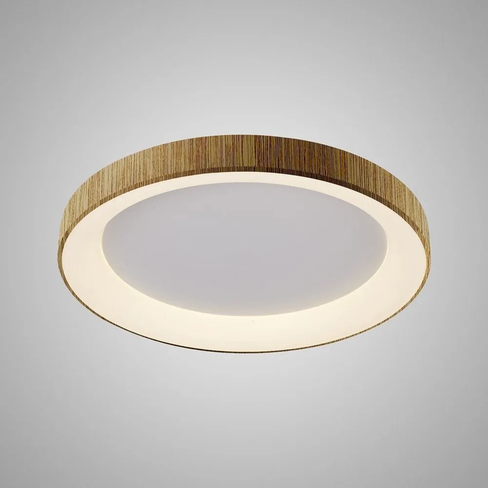Plafoniera LED cu telecomanda design circular NISEKO II Wood 78cm
