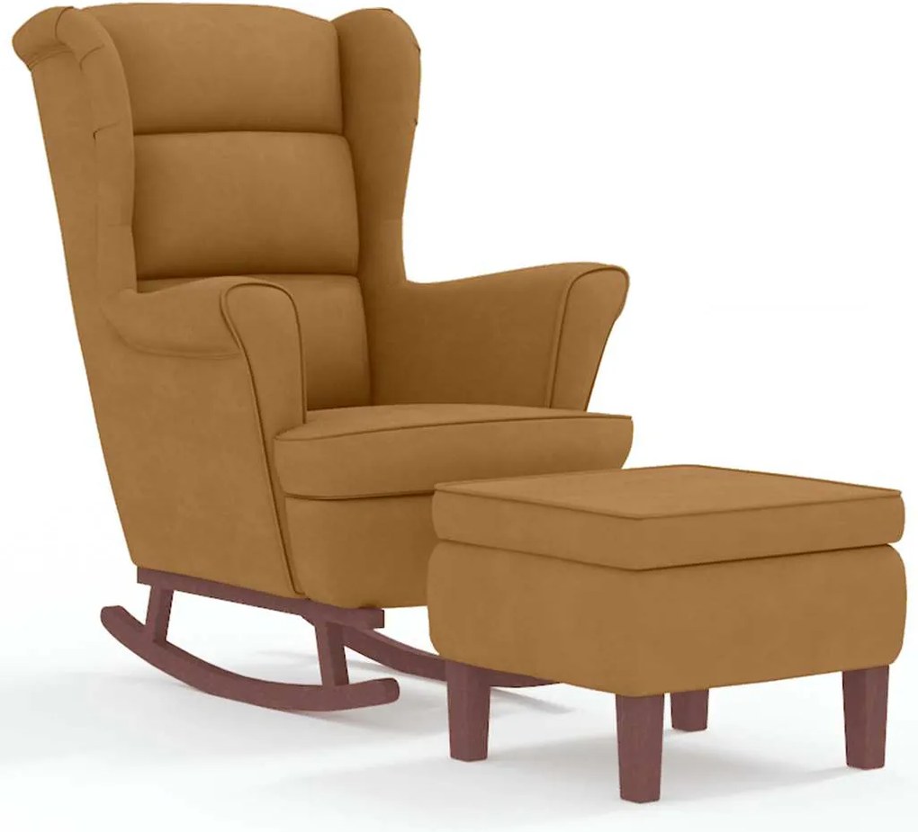 vidaXL Balansoar cu spătar din catifea maro și lemn masiv