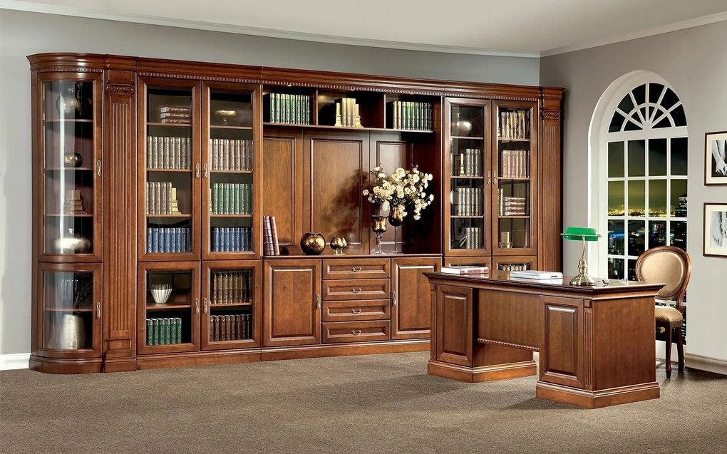 Bibliotecă lemn masiv nuc Bennett, 465 × 46 × 242 cm