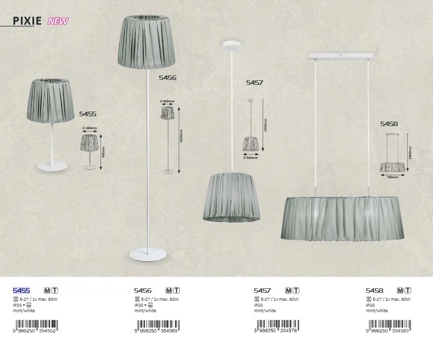 Pendul design clasic PIXIE alb/menta 5457 RX