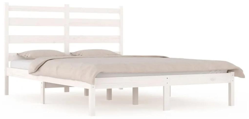 3103629 vidaXL Cadru de pat, alb, 140x190 cm, lemn masiv de pin