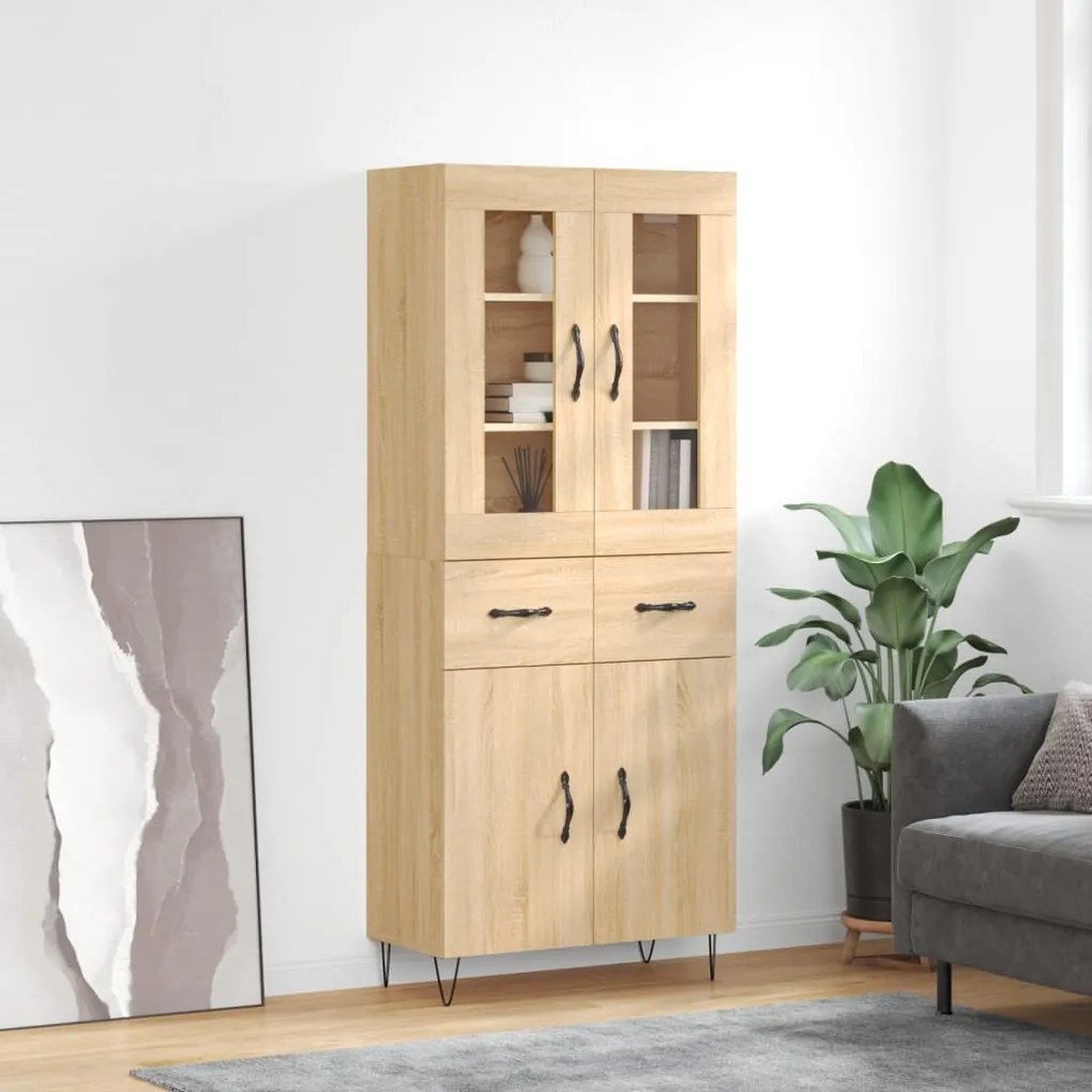 3198564 vidaXL Dulap înalt, stejar sonoma, 69,5x34x180 cm, lemn compozit