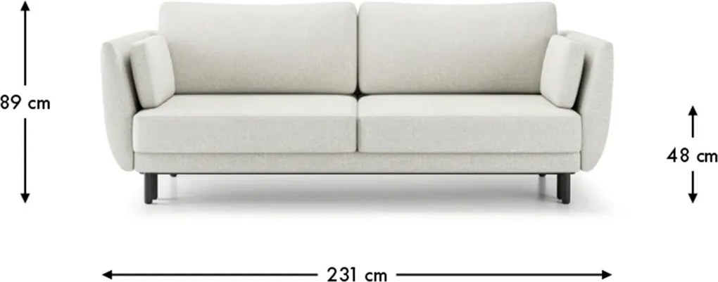 Canapea lemn masiv extensibilă Velma, 231 × 99 × 89 cm