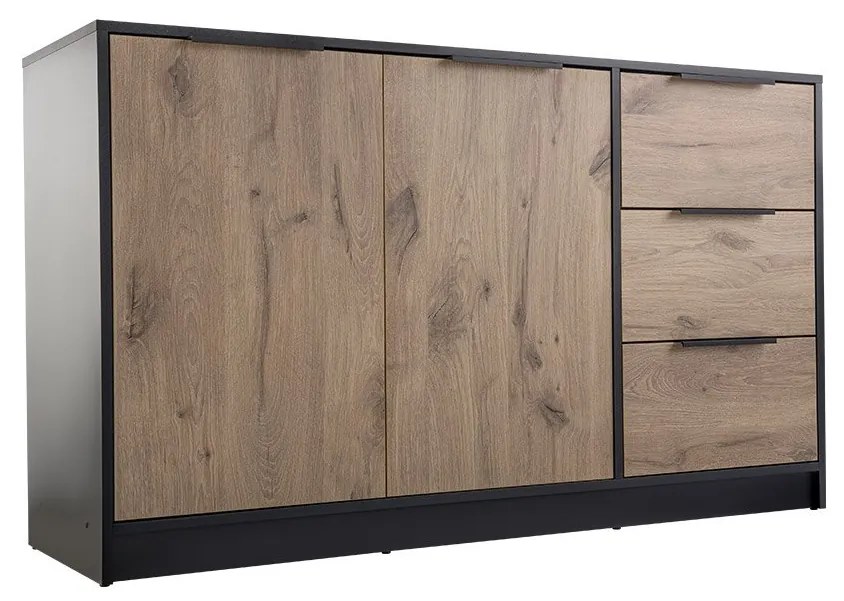 Comodă Pengasa 2D3S (Negru + Stejar viking) . 1103666