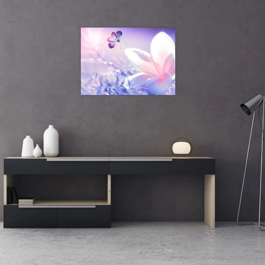 Tablou - Fluture lângă floare (70x50 cm)
