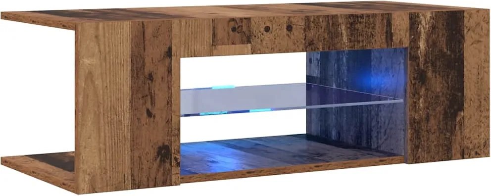 vidaXL Dulap TV cu lumini LED lemn vechi 90x39x30 cm lemn prelucrat