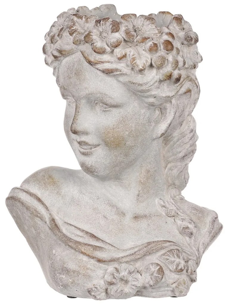 Cap de femeie din beton Bysta, diametru 23 cm, 23x 17 x 30 cm