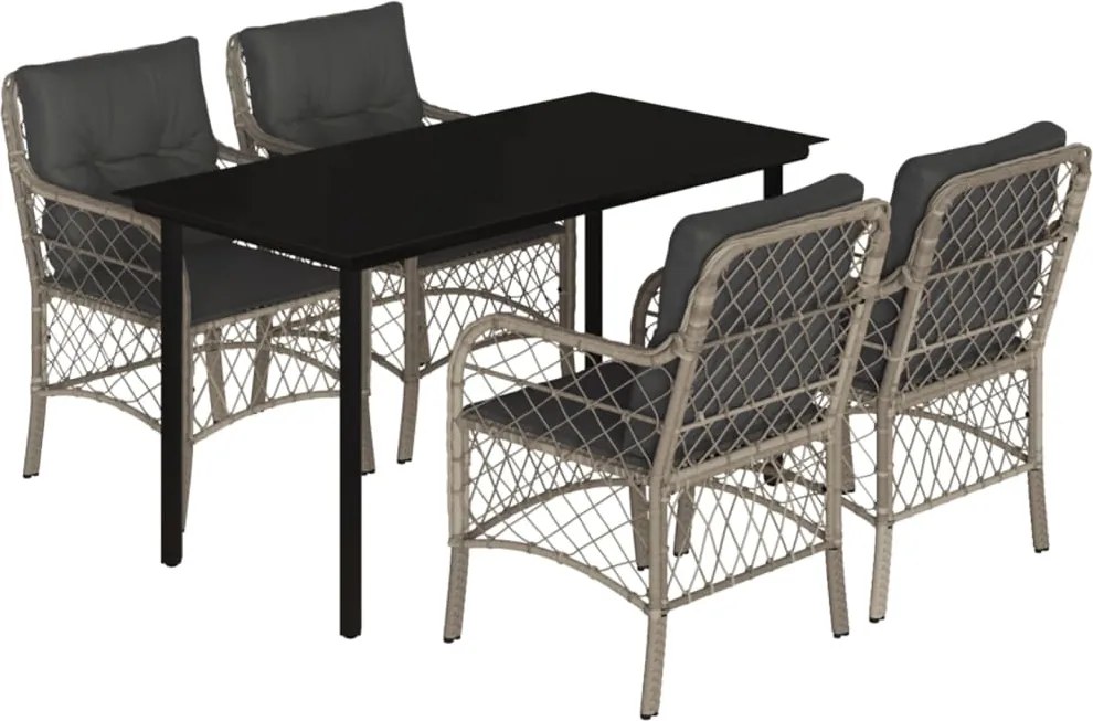 vidaXL Set mobilier de grădină cu perne, 5 piese gri deschis poliratan
