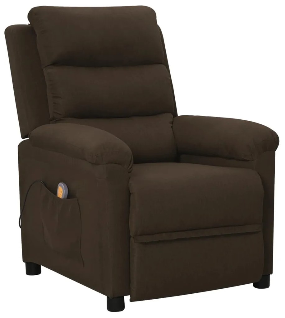 vidaXL Fotoliu de masaj, maro închis, material textil