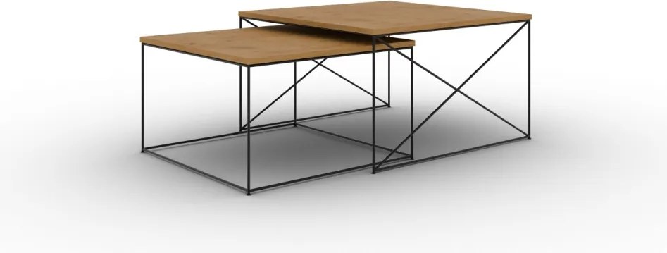 Set masute de cafea, Licco 2, ADRK Furniture (Culoare: Negru / Stejar artizanal)