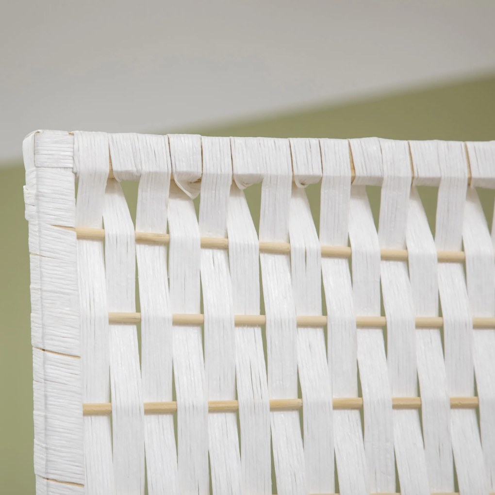 HOMCOM Separator de cameră 4 panouri 2 rafturi pliabile alb paie | Aosom Romania