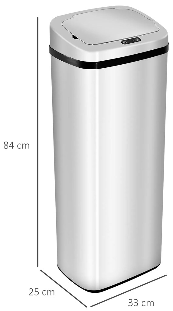 HOMCOM cos de gunoi cu senzor inox elegant 50L cu infrarosu | Aosom Romania