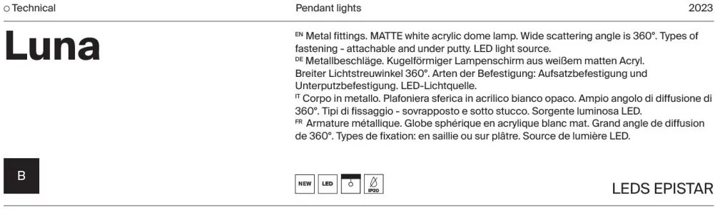 Pendul LED design tehnic Luna negru, 3000K
