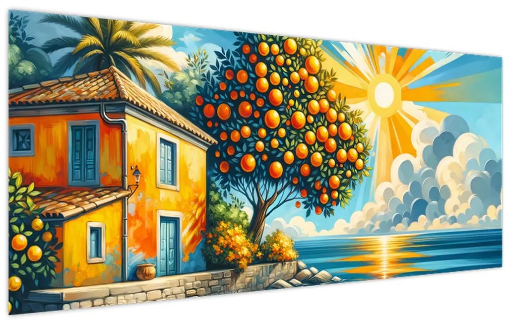 Tablou - Casă cu portocale I. (120x50 cm)