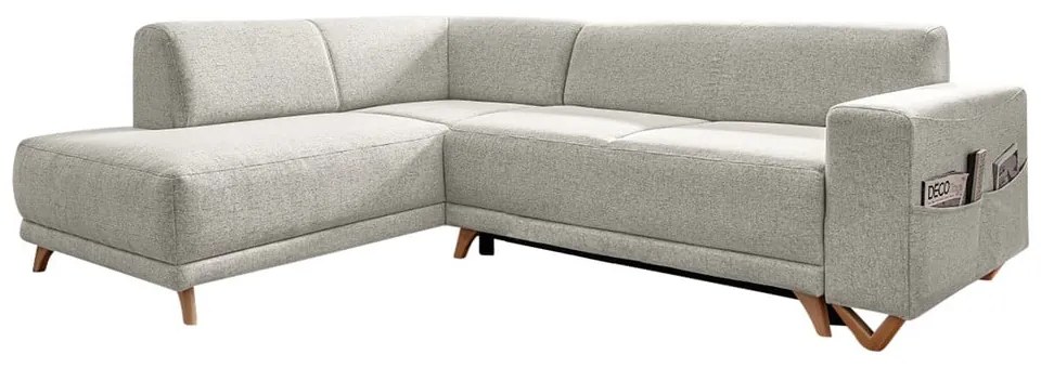 Colțar bej extensibil/cu spațiu de depozitare (cu colț pe partea stângă/în formă de ”L”) Classy Sophie – Miuform