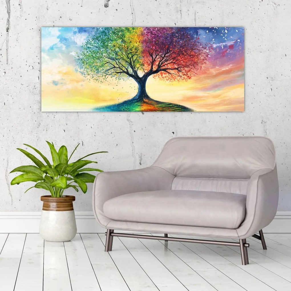 Tablou – Arbore pictat al anotimpurilor (120x50 cm)