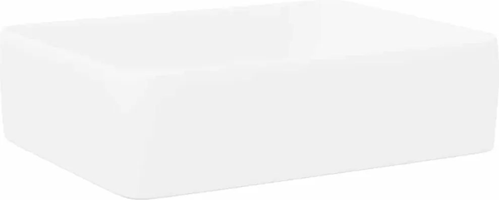 vidaXL Chiuvetă de baie, alb, 48x37x13 cm, ceramică, dreptunghiulară