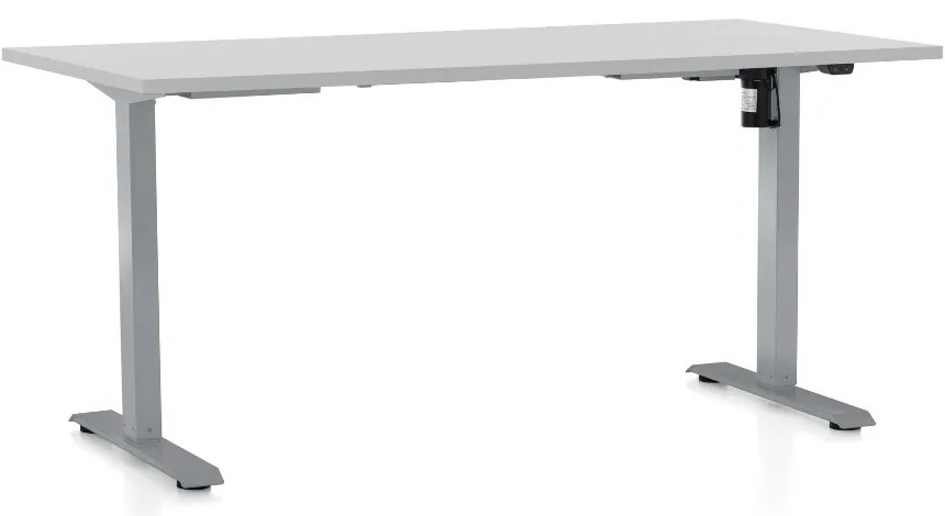 Masa inaltime reglabila OfficeTech A, 160 x 80 cm, bază gri, gri deschis