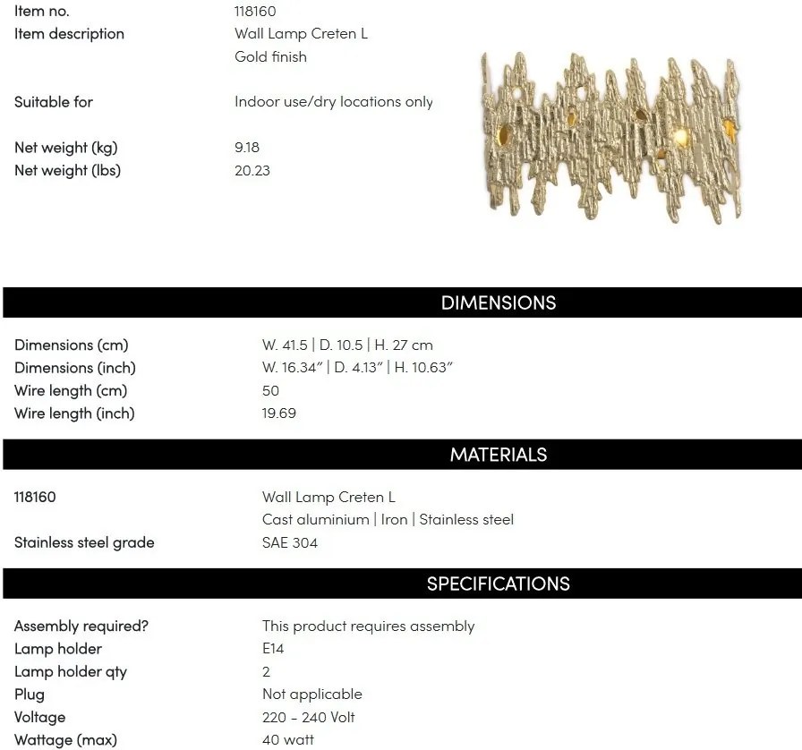 Aplica de perete LUX design decorativ Creten
