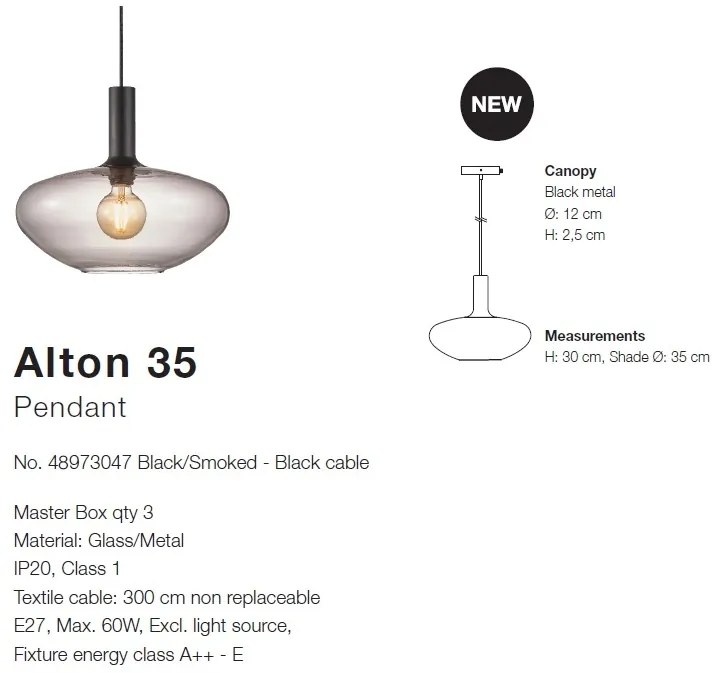 Lustra, Pendul design nordic Alton 35, fumuriu 48973047 NL