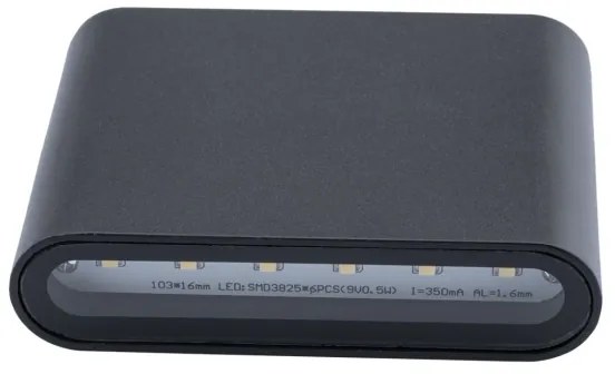 Aplică perete exterior LED FLOW 2xLED/3W/230V IP54 negru