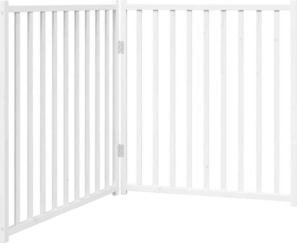 vidaXL Poartă pentru câini pliabilă 2 panouri, alb, 160 cm, lemn brad