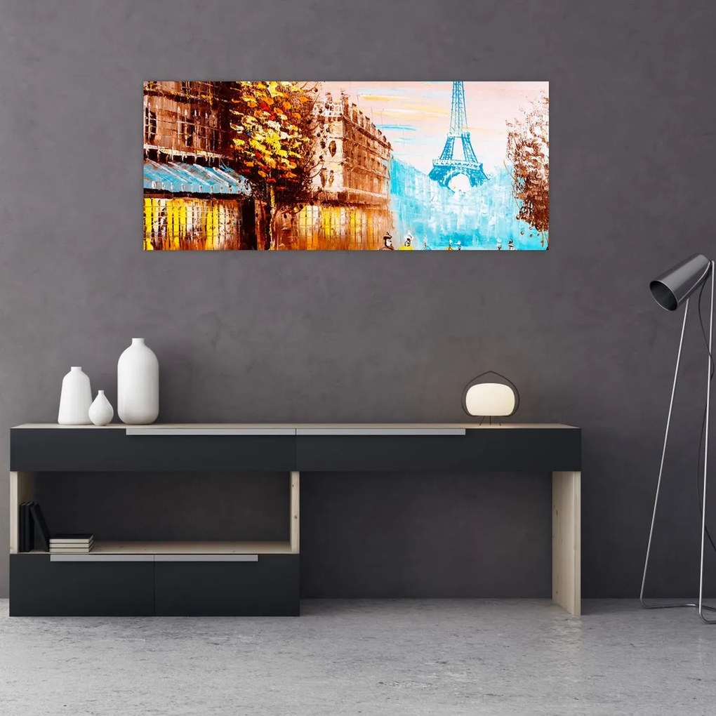 Tablou - Vremea ploioasă și Turnul Eiffel (120x50 cm)