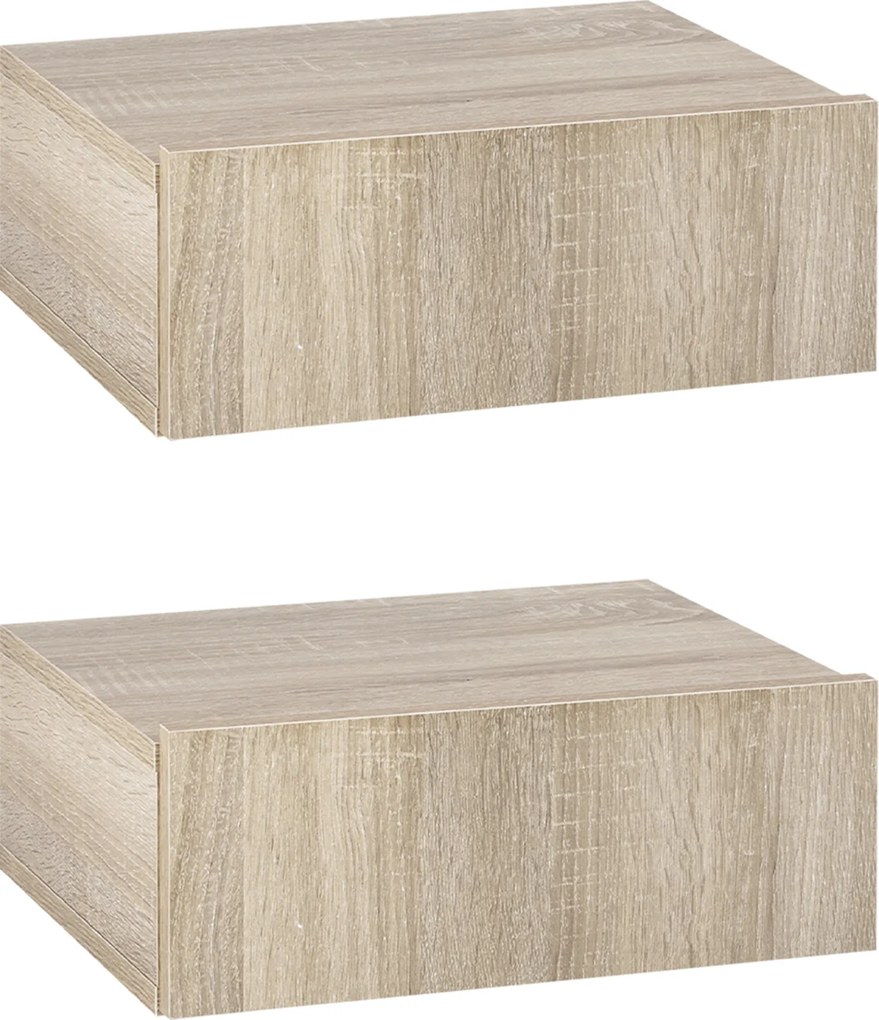 Set de 2 Noptiere Suspendate pentru Dormitor, Noptiere Moderne cu Fixare la Perete, din Lemn 40x30x15cm HOMCOM | Aosom Romania