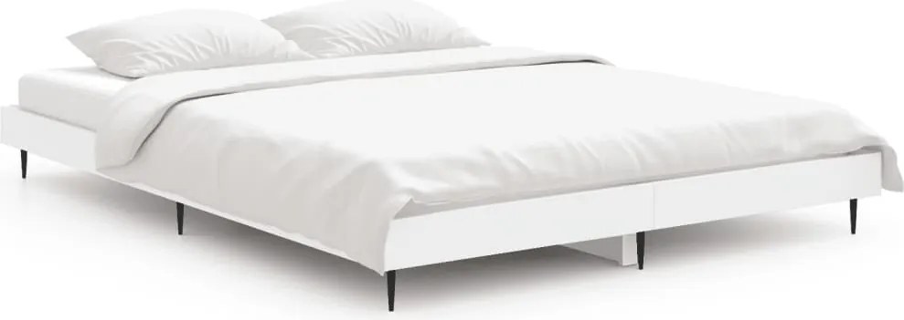 vidaXL Cadru de pat, alb, 140x190 cm, lemn prelucrat