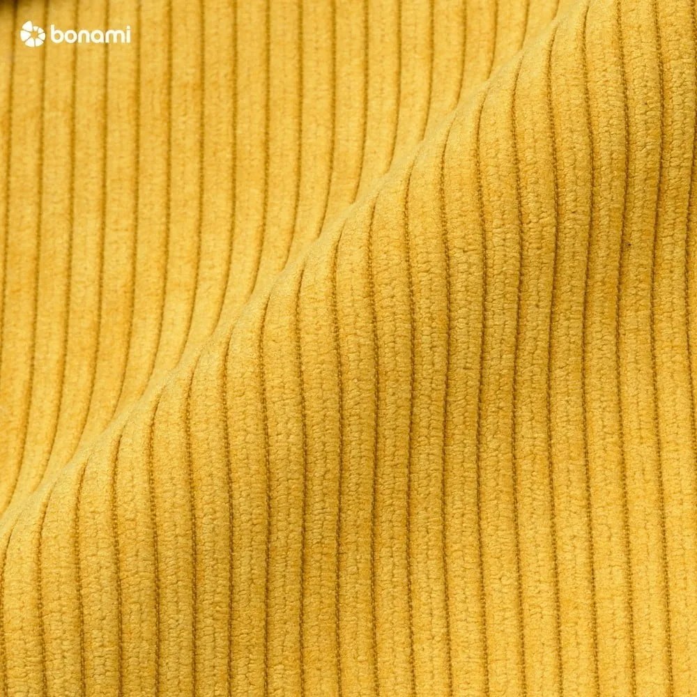 Canapea galbenă extensibilă cu tapițerie din catifea reiată 196 cm Base – Karup Design