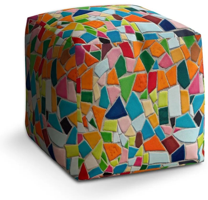 Taburet Cube mozaic colorat, colorat