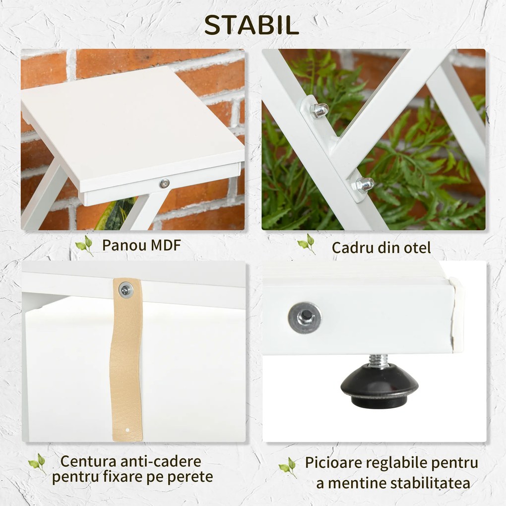 Outsunny Raft pentru Plante cu 4 Niveluri din Lemn pentru Decor Interior și Exterior Verandă Balcon | Aosom Romania