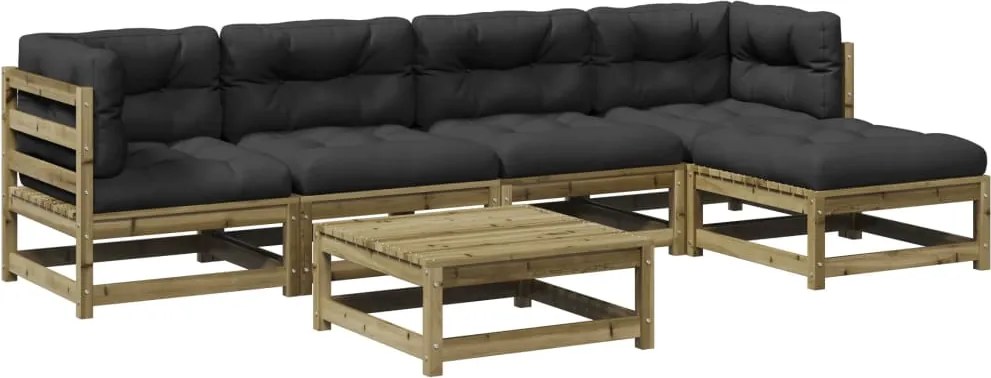 vidaXL Set canapele de grădină cu perne, 6 piese, lemn de pin tratat