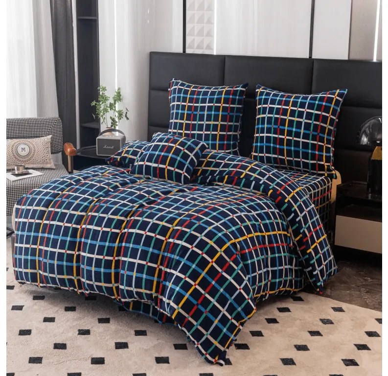 Lenjerie de pat microfleece GRID albastru inchis Dimensiunile lenjeriei: 70 x 90 cm | 140 x 200 cm