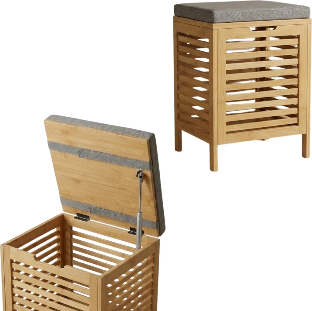 Coș de rufe din bambus cu șezlong DISA, 40 l